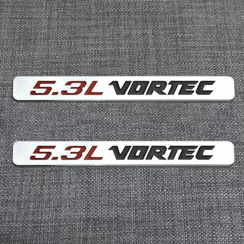 2 قطعة 5.3L Vortec غطاء محرك السيارة شعارات المحرك شارة الجانب الباب ملصق متوافق مع 1500 2500hd سيلفرادو Z71 سييرا (أسود أبيض) in Kuwait