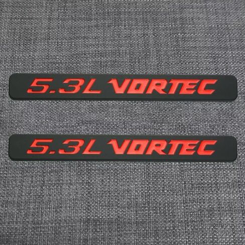 2 قطعة 5.3L Vortec غطاء محرك السيارة شعارات المحرك شارة الجانب الباب ملصق متوافق مع 1500 2500hd سيلفرادو Z71 سييرا (أسود أبيض) in Kuwait