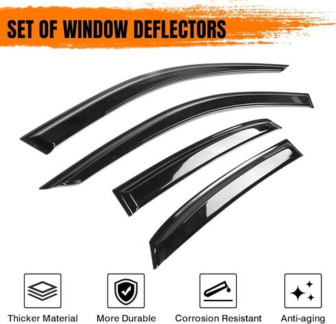 Tape on Window Visor Deflectors, Compatible with 2013-2019 Audi A3 S3 RS3 Sedan, Acrylic Smoke Tinted Slim Style Window Rain Guards, Sun Wind Side Vent Visor Set, 4 Pieces in Saudi Arabia