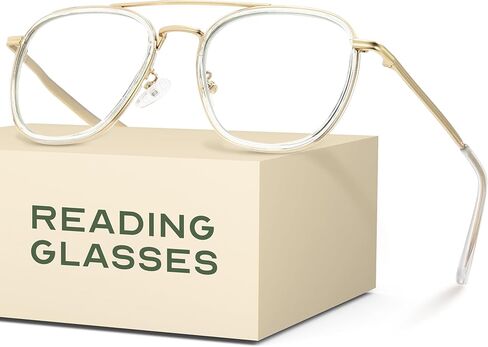 CCVOO Iconic Aviator Reading Glasses - Premium Readers in Gold/Black - UV & Blue Light Blocking Lenses in Saudi Arabia