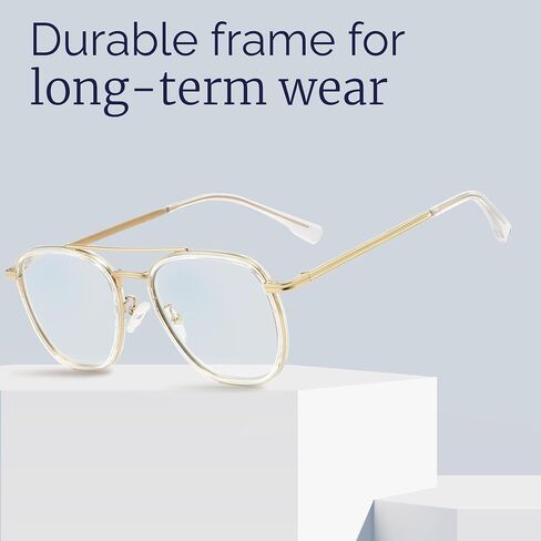 CCVOO Iconic Aviator Reading Glasses - Premium Readers in Gold/Black - UV & Blue Light Blocking Lenses in Saudi Arabia
