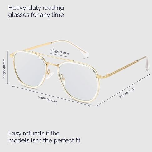 CCVOO Iconic Aviator Reading Glasses - Premium Readers in Gold/Black - UV & Blue Light Blocking Lenses in Saudi Arabia