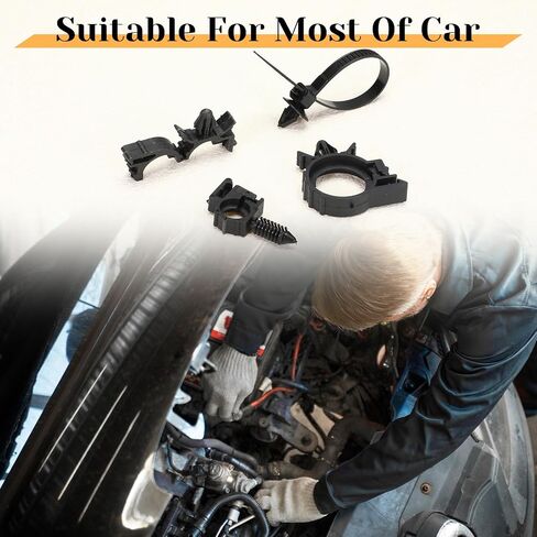 200Pcs Car Wire Loom Routing Clips Assortment, Nylon Car Push Mount Cable Tie Black Push Mount Zip Ties Wire Loom Clips Harness Clip Replacement Parts for Automotive in Saudi Arabia