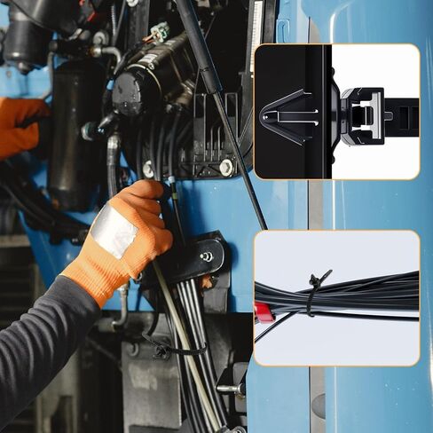 200Pcs Car Wire Loom Routing Clips Assortment, Nylon Car Push Mount Cable Tie Black Push Mount Zip Ties Wire Loom Clips Harness Clip Replacement Parts for Automotive in Saudi Arabia