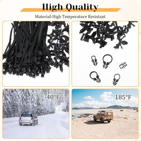 200Pcs Car Wire Loom Routing Clips Assortment, Nylon Car Push Mount Cable Tie Black Push Mount Zip Ties Wire Loom Clips Harness Clip Replacement Parts for Automotive in Saudi Arabia