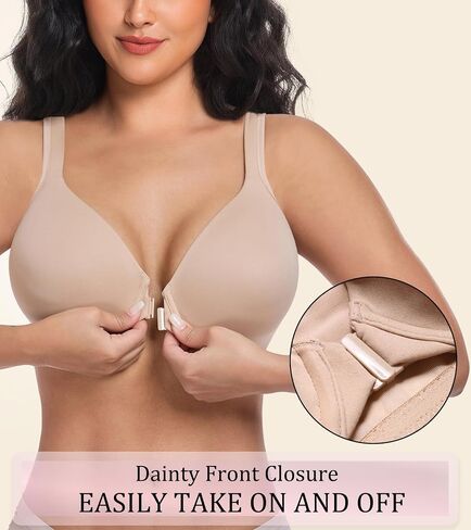 Curyon Front Closure Posture Bra, Full Coverage Plus Size Light Cup Front Clasp Everyday Bra in Saudi Arabia