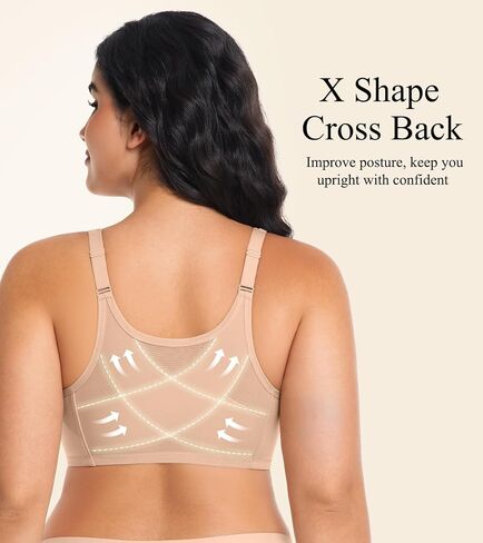 Curyon Front Closure Posture Bra, Full Coverage Plus Size Light Cup Front Clasp Everyday Bra in Saudi Arabia