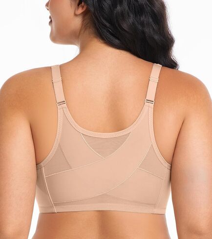 Curyon Front Closure Posture Bra, Full Coverage Plus Size Light Cup Front Clasp Everyday Bra in Saudi Arabia