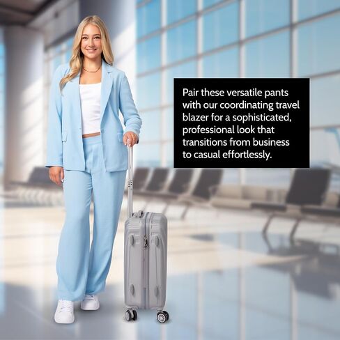 YORK & LANE Womens Packable Travel Pants, Comfortable and Wash Friendly, Wrinkle Resistant in Saudi Arabia