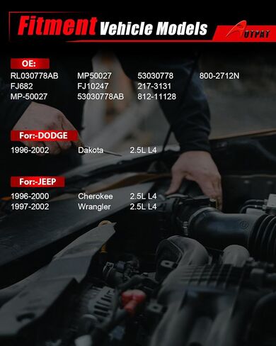 Fuel Injectors Fit for:-Dodge Dakota 1996 1997 1998 1999 2000 2001 2002, for:-Jeep Cherokee 1996 1997 1998 1999 2000, Wrangler 1997 1998 1999 2000 2001 2002 2.5L L4 OE# RL030778AB (4 Pack) in Saudi Arabia