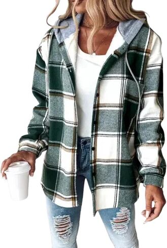 Striped Print Multicolor Drawstring Hoodies with Pockets Casual Open Front Button Down Sweatshirt Womens Fashion Tops in Saudi Arabia
