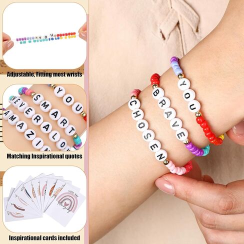 Landical 20 Sets Inspirational Gifts for Women Friendship Bracelets Motivational Bracelets Rainbow Beaded Inspirational Quotes Card Bulk for Students Employee Staff Team Prizes in Saudi Arabia