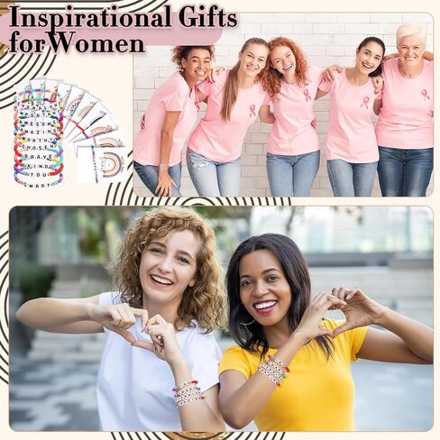 Landical 20 Sets Inspirational Gifts for Women Friendship Bracelets Motivational Bracelets Rainbow Beaded Inspirational Quotes Card Bulk for Students Employee Staff Team Prizes in Saudi Arabia