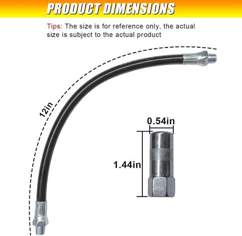 12 Inch Grease Gun Hose, 4500 PSI High-Pressure Whip Hoses, Quick Release Spring Extension Tubes, Flexible Greases Guns Replacement Hoses for 1/8" NPT Threads Grease Guns Fittings (Hose) in Saudi Arabia