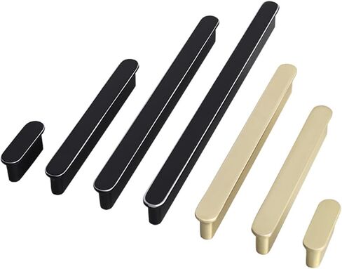 سبائك الزنك خزانة خزانة درج باب خزانة الأحذية على شكل حرف T بجانب السرير طاولة الأثاث مقبض الأجهزة مقبض صغير (6232 16 أسود مشرق كروم) in Kuwait