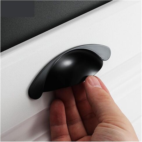 American Drawer Handle Shell Handle Wardrobe Door zinc Alloy Concealed Simple Half-Moon cat Ear Handle(6610 64 Black red Ancient) in Saudi Arabia