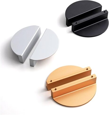 Modern Simple Semicircle Pair of Drawer Cabinet Door Handles American Black Furniture Cabinet Wardrobe Door Handles(2027 64 Matte Black) in Saudi Arabia