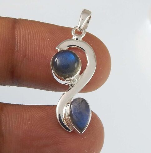 925 Sterling Silver Jewelry Double Gemstone Round and Pear Shape Handmade Pendant Valentine‘s Day Gift Birthday Gifts in Saudi Arabia