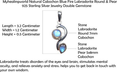 925 Sterling Silver Jewelry Double Gemstone Round and Pear Shape Handmade Pendant Valentine‘s Day Gift Birthday Gifts in Saudi Arabia