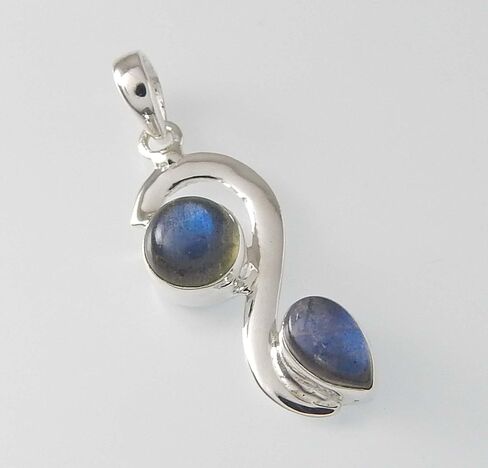 925 Sterling Silver Jewelry Double Gemstone Round and Pear Shape Handmade Pendant Valentine‘s Day Gift Birthday Gifts in Saudi Arabia