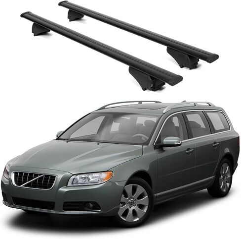 ERKUL Roof Rack Cross Bars for Volvo V60 2019-2024 | Aluminum Crossbars with Anti Theft Lock for Rooftop | Compatible with Flush Rails - Silver in Kuwait