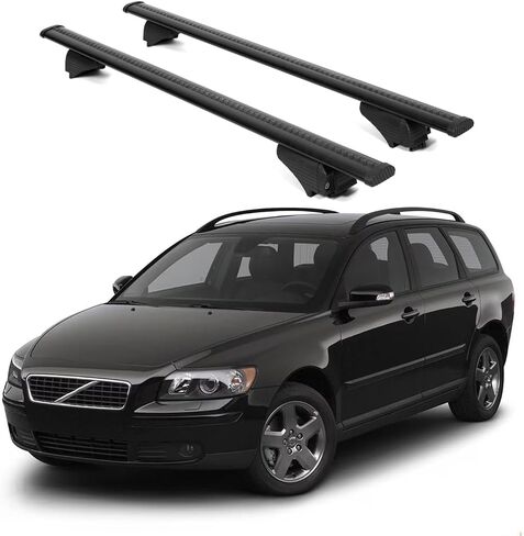 ERKUL Roof Rack Cross Bars for Volvo V60 2019-2024 | Aluminum Crossbars with Anti Theft Lock for Rooftop | Compatible with Flush Rails - Silver in Saudi Arabia