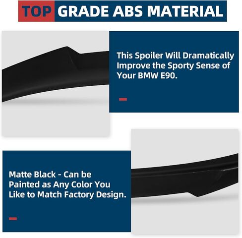Rear Trunk Spoiler Wing Compatible for 2008-2012 BMW E90 M3 Sedan & 2006-2011 E90 3 Series 4 Door Sedan 323i 325i 325xi 330i 328i 335i 335xi 328i xDrive, Matte Black M4 Style ﻿PSM Style in Saudi Arabia