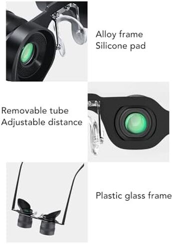 Zoom Optics Binocular Glasses, 10X Zoom Opera Glasses, Binoculars Glasses with Polarized Lens Handsfree Adjustable HD Optical Telescope Glasses for Fishing Bird Watching in Saudi Arabia