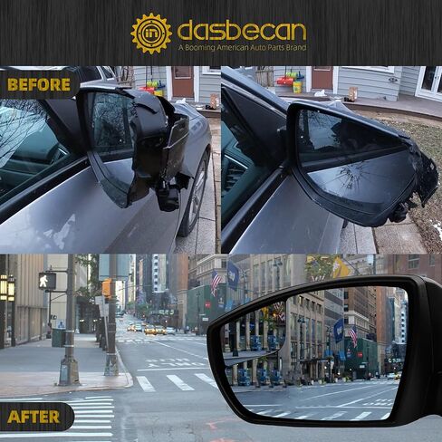 Dasbecan 5Pins Driver Side Mirror Compatible with 2012-2014 Ford Focus Left Rearview Mirror w/Blind Spot, Manual Folding, Power Glass and Turn Signal Glossy Black Paint in Kuwait