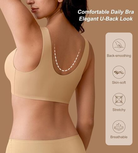 SHARICCA Womens Seamless Front Closure Bras Wireless Deep V Plunge Padded Bralettes Comfortable Soft Sleep Tshirt Bra in Saudi Arabia