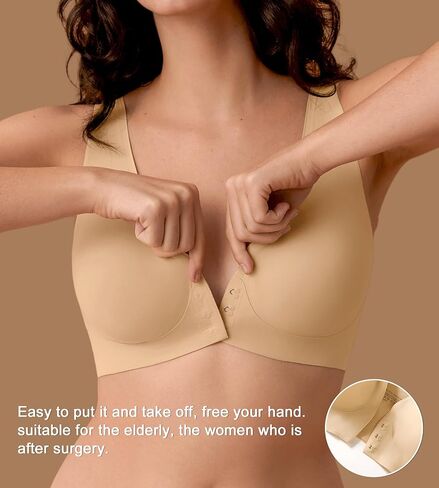 SHARICCA Womens Seamless Front Closure Bras Wireless Deep V Plunge Padded Bralettes Comfortable Soft Sleep Tshirt Bra in Saudi Arabia