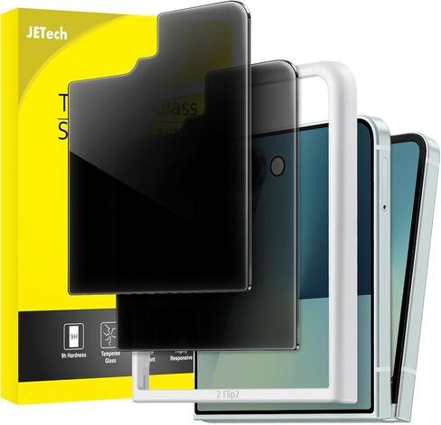 JETech Front Privacy Screen Protector for Samsung Galaxy Z Flip 6, Anti-Spy Tempered Glass Film with Easy Installation Tool, Case-Friendly, 2-Pack in Saudi Arabia