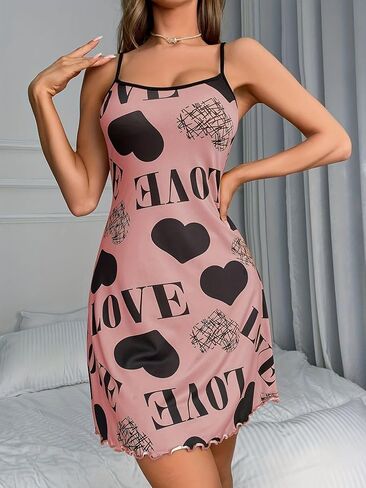 Women's Floral Print Nightgown, Sexy Sleeveless Nightdress Cami Adjustable Dress Nightshirt in Saudi Arabia