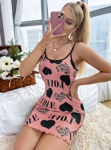 Women's Floral Print Nightgown, Sexy Sleeveless Nightdress Cami Adjustable Dress Nightshirt in Saudi Arabia