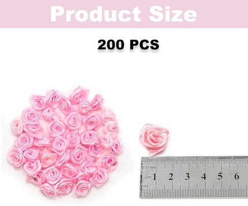 200PCS Red Ribbon Roses, Mini Ribbon Roses, Artificial Fabric Flowers, Ribbon Flowers Applique for Crafts Sewing Embellishment Craft DIY Decoration, Tiny Satin Roses for Wedding Bride Gift Wrapping in Saudi Arabia