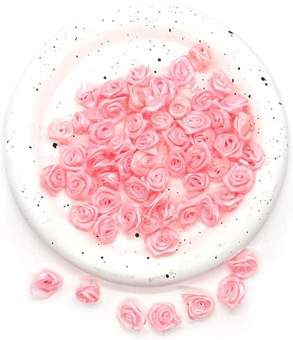 200PCS Red Ribbon Roses, Mini Ribbon Roses, Artificial Fabric Flowers, Ribbon Flowers Applique for Crafts Sewing Embellishment Craft DIY Decoration, Tiny Satin Roses for Wedding Bride Gift Wrapping in Saudi Arabia