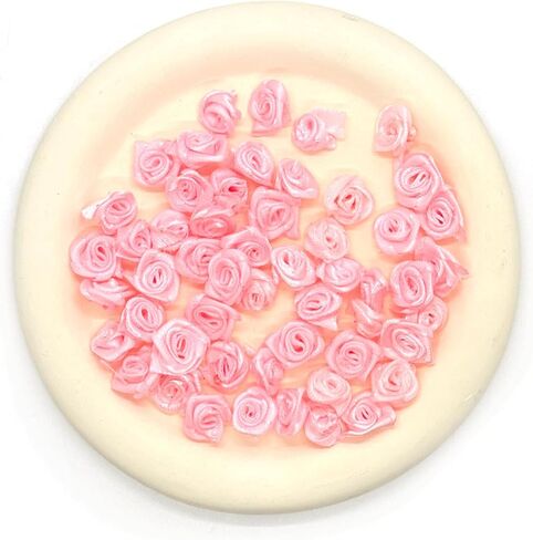 200PCS Red Ribbon Roses, Mini Ribbon Roses, Artificial Fabric Flowers, Ribbon Flowers Applique for Crafts Sewing Embellishment Craft DIY Decoration, Tiny Satin Roses for Wedding Bride Gift Wrapping in Saudi Arabia