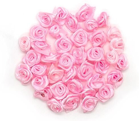 200PCS Red Ribbon Roses, Mini Ribbon Roses, Artificial Fabric Flowers, Ribbon Flowers Applique for Crafts Sewing Embellishment Craft DIY Decoration, Tiny Satin Roses for Wedding Bride Gift Wrapping in Saudi Arabia