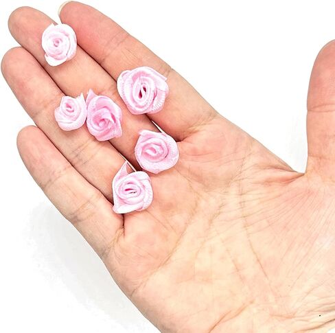 200PCS Red Ribbon Roses, Mini Ribbon Roses, Artificial Fabric Flowers, Ribbon Flowers Applique for Crafts Sewing Embellishment Craft DIY Decoration, Tiny Satin Roses for Wedding Bride Gift Wrapping in Saudi Arabia