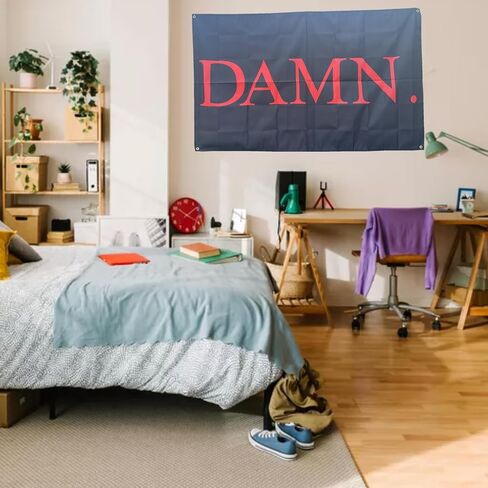 Album Cover Banner for Kendrick, Hip Hop Rapper Flags Damn Wall Tapestry for College Dorm Room Man Cave Bedroom Guys Girls, 3x5 Feet 4 Grommets in Saudi Arabia