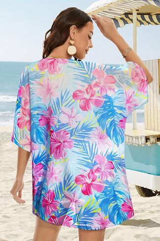 Hawaiian Shirt Kimono Beach Cover Up Chiffon Cardigan Floral Tops Loose Capes Women Summer Beach Tops in Saudi Arabia