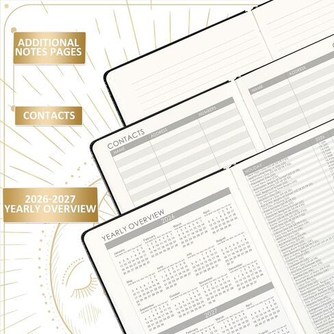 2025-2026 Planner - Academic Planner 2025-2026, July 2025 - June 2026, 5.75" x 8.25", 2025-2026 Weekly Monthly Planner, Faux Leather Planner 2025-2026 with Back Pocket & 40 Notes Pages - The Sun and Moon in Kuwait