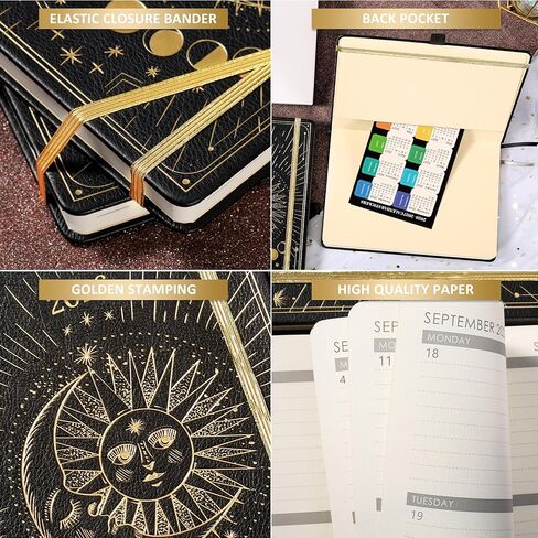 2025-2026 Planner - Academic Planner 2025-2026, July 2025 - June 2026, 5.75" x 8.25", 2025-2026 Weekly Monthly Planner, Faux Leather Planner 2025-2026 with Back Pocket & 40 Notes Pages - The Sun and Moon in Kuwait