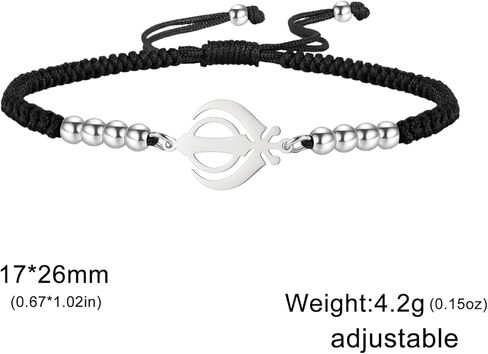 Amaxer Adjustable Sikhism Khanda Symbol Bracelet Stainless Steel Pendant Colorful Braided Cord Spiritual Jewelry for Women Men in Saudi Arabia