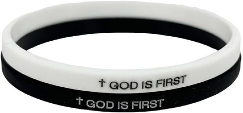 KZL GOD IS FIRST IM SECOND أساور ملهمة الإيمان المسيحي أساور مطاطية للنساء والرجال منقوشة آيات الكتاب المقدس الصليب سيليكون معصمه هدايا مجوهرات دينية in Kuwait