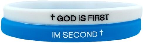 KZL GOD IS FIRST IM SECOND أساور ملهمة الإيمان المسيحي أساور مطاطية للنساء والرجال منقوشة آيات الكتاب المقدس الصليب سيليكون معصمه هدايا مجوهرات دينية in Kuwait