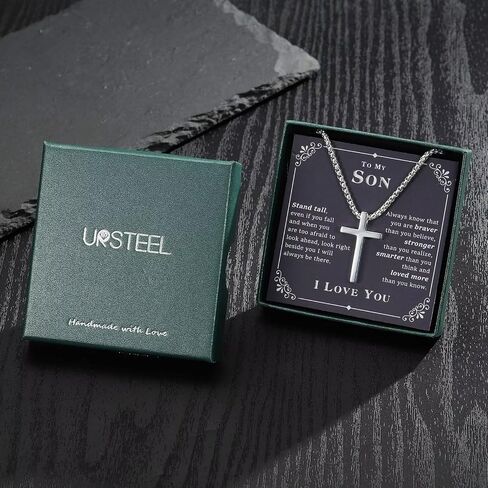 Ursteel 925 الفضة الاسترليني قلادة الصليب للرجال النساء - 18K الذهب الأبيض مطلي الفولاذ المقاوم للصدأ الماس قطع الفضة سلسلة الصليب مجوهرات 16-24 بوصة in Kuwait