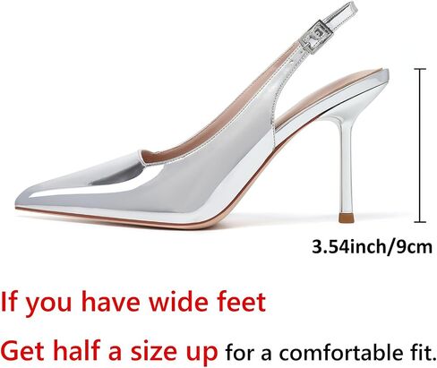 RIBONGZ Sexy Slingback Pumps Elegant Dressy Heels for Women Closed Toe Pointy High Heels Wedding Bride Prom Party Evening Shoes in Saudi Arabia