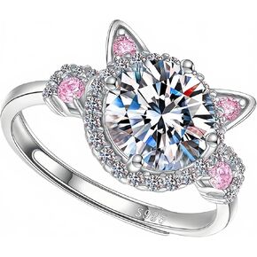 Sterling Silver Cat Ring for Women Adjustable Cute Dainty Stackable Ring with Cubic Zirconia Perfect Jewelry Gift for Cat Lovers in Saudi Arabia