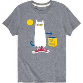 Instant Message - Pete The Cat - Ghost Trick Or Treat Graphic - Youth Short Sleeve Tee in Saudi Arabia